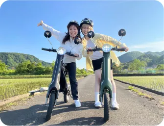 バイクに乗るお客様